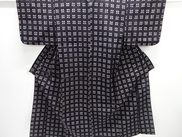 アンティーク　木綿本場久留米絣　抽象花模様単衣着物